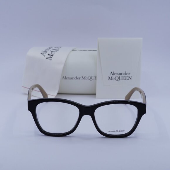 Alexander McQueen AM0306O 004 Square Eyeglasses 52mm - Black/Brown - Picture 2 of 9
